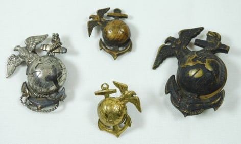 (4) USMC EAGLE GLOBE ANCHOR PINS