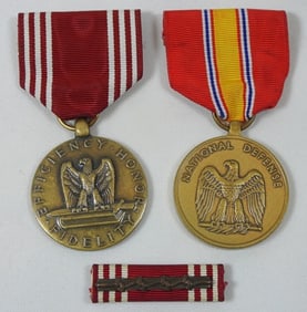 (2) MEDALS - NATL DEFENSE & GOOD CONDUCT