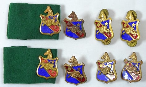 (8) VINTAGE MILITARY PINS HORSE/CANON