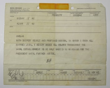 OFFICIAL NAVAL MESSAGE NOV 22 1963