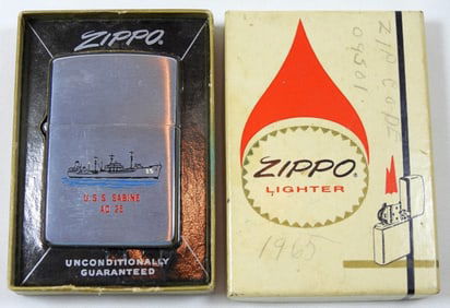 FIRED 1965 ZIPPO U.S.S SABINE AO 25