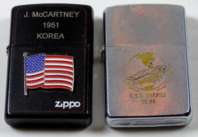 2 FIRED ZIPPOS LIGHTERS U.S. MILITARY