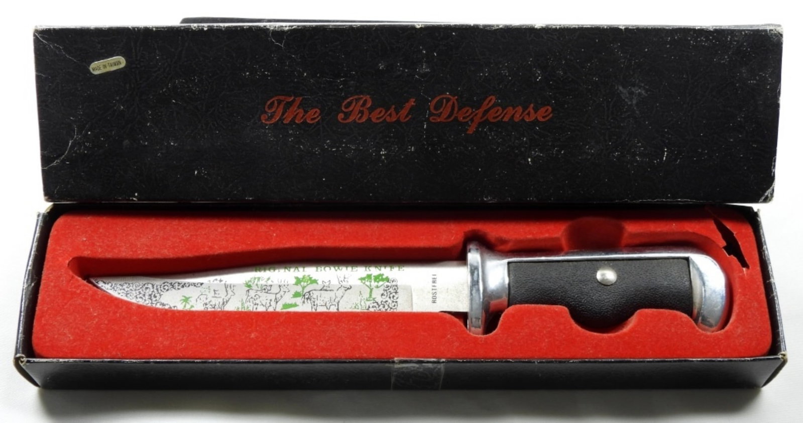 VINTAGE ROSTFREI ORIGINAL BOWIE KNIFE: VINTAGE ROSTFREI ORIGINAL BOWIE KNIFE, DEER DESIGNED