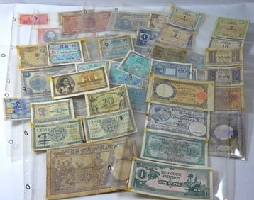 11 SHEETS OF VINTAGE FOREIGN CURRENCY
