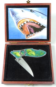 VINTAGE PAINTED ENGRAVED "SHARK" KNIFE