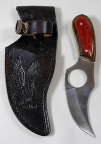 WOOD HANDLE CAT SKINNER KNIFE