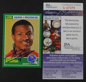 STEVE ATWATER AUTO 1989 SCORE CARD