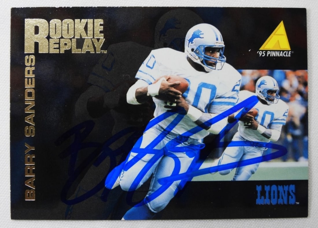 BARRY SANDERS AUTO 95 PINNACLE CARD: COA by GAA / UNVERIFIED