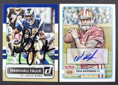 (2) AUTO FOOTBALL CARDS - FAULK &
