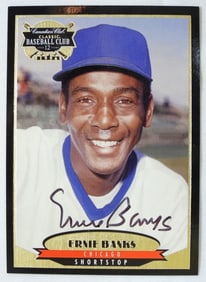 EARNIE BANKS SIGNED CANADIAN CLUB CARD