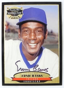 EARNIE BANKS SIGNED CANADIAN CLUB CARD