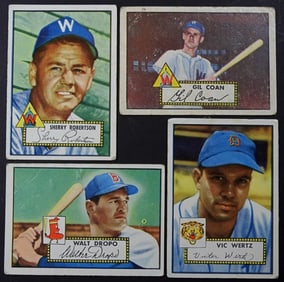 4 1952 TOPPS BASEBALL CARDS