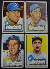 4 1952 TOPPS BASEBALL CARDS