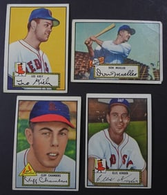 4 1952 TOPPS BASEBALL CARDS