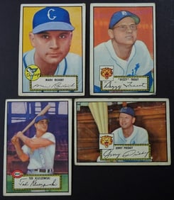 4 1952 TOPPS BASEBALL CARDS