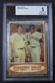 1962 TOPPS #18 MANTLE / MAYS BVG 5