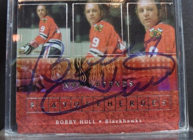 BOBBY HULL SIGNED PLAYOFF HEROES CARD