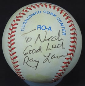 RAY LANE SIGNED BASEBALL