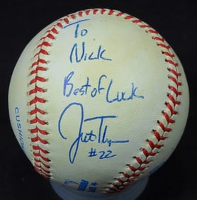 JUSTIN THOMPSON SIGNED BASEBALL