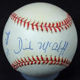 AUTOGRAPHED DICK MCAULIFFE BASEBALL