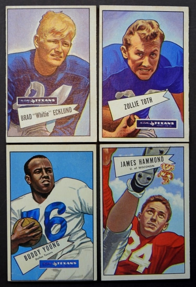 (4) '52 BOWMAN LG DALLAS TEXANS: #35 ECKLUND, #58 TOTH, #69 HAMMOND, #104 YOUNG - NICE EX/VGEX