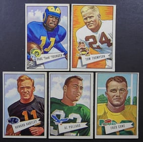 (5) '52 BOWMAN LG FOOTBALL CARDS