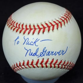 NED GARVER SIGNED BASEBALL