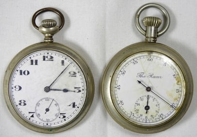 (2) Open Face Pocket Watches