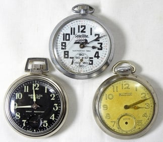 (3) Open Face Pocket Watches