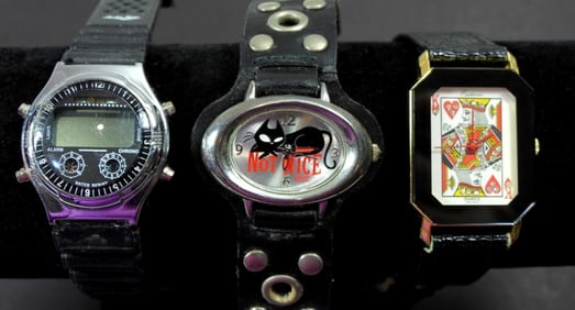 (3) UNIQUE WATCHES - KING HEARTS, CAT