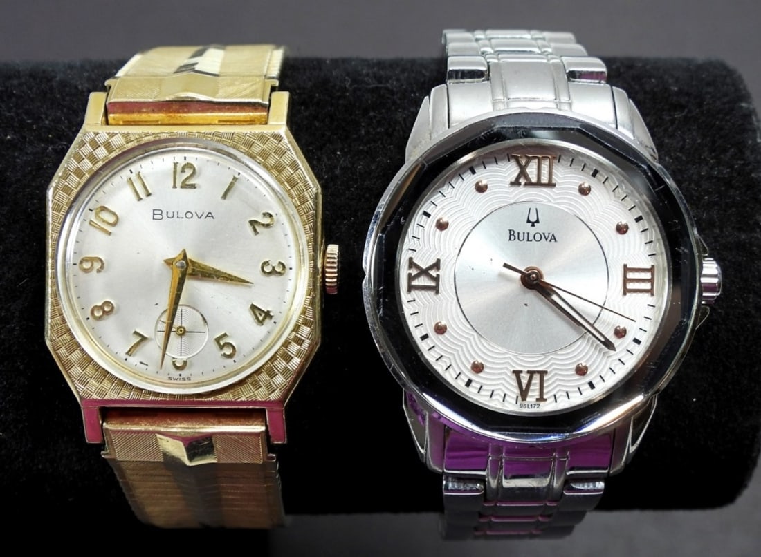 (2) BULOVA WRIEST WATCHES - NICE LOT: (1) 10k ROLLED GOLD WIND-UP RUNNING needs serviced (1) CLASSIC SILVERTONE UNTESTED