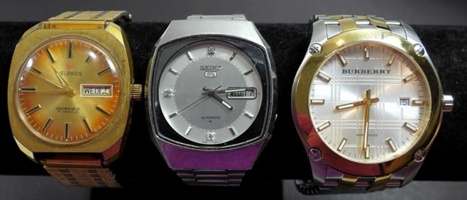 BURBERRY, HELBROS & SEIKO DAY/DATE