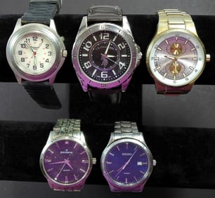(5) MEN'S QUARTZ LARGE FACE WATCHES