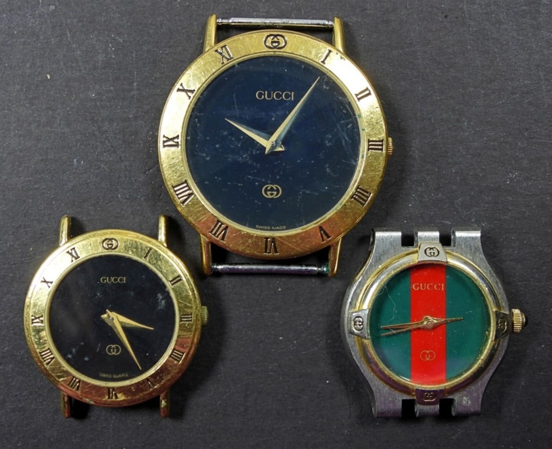 3 GUCCI WATCH FACES FOR PARTS/REPAIR: 3 GUCCI WATCH FACES FOR PARTS/REPAIR, UNTESTED, SOME MAY WORK SOME MAY NOT WORK COULD BE USED FOR PARTS/REPAIR
