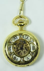 SKELETON VIEW WIND-UP POCKETWATCH