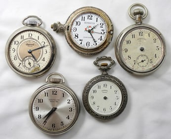 (5) POCKET WATCHES for PARTS / REPAIR