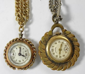 (2) VINTAGE PENDANT WIND-UP WATCHES