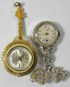 (2) WIND-UP PIN / PENDANT WATCH