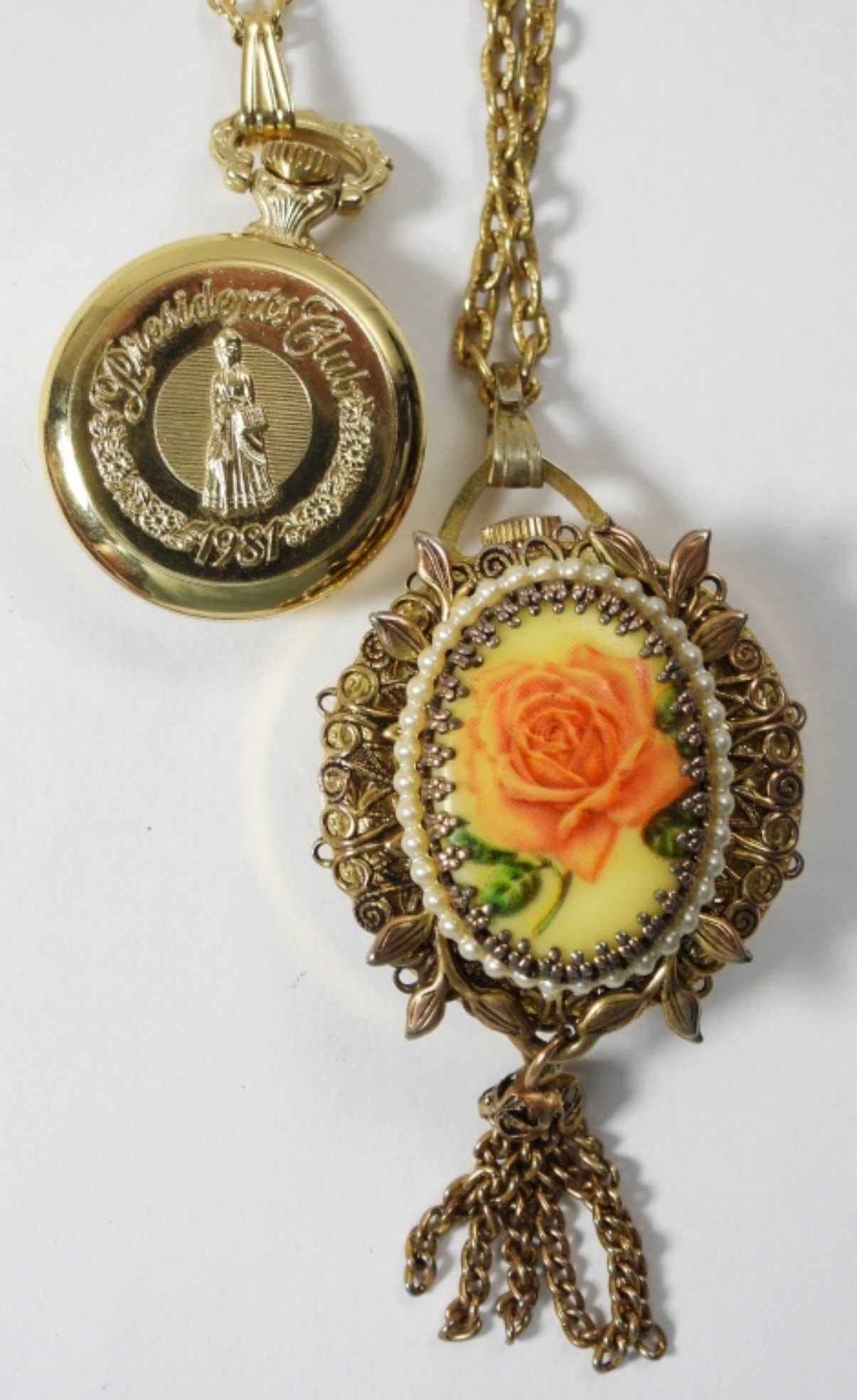 1981 AVON & LUCERNE PENDANT WATCHES: BOTH WIND - UNTESTED