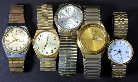 (5) MEN'S DAY/DATE WRIST WATCHES