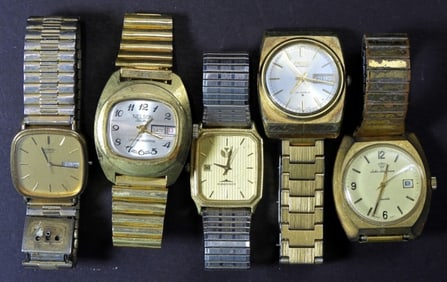 (5) MEN'S DAY/DATE WRIST WATCHES