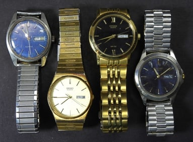 (4) MEN'S DAY/DATE WRITE WATCHES