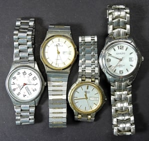(4) QUARTZ MEN's DAY/DATE WATCHES