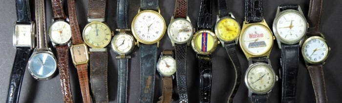 (15) WRIST WATCH LOT with LEATHER BANDS