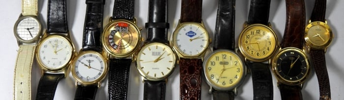 (10) WRIST WATCH LOT w/LEATHER BANDS