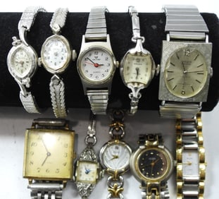 10 VARIETY WOMENS SILVER TONE WATCHES