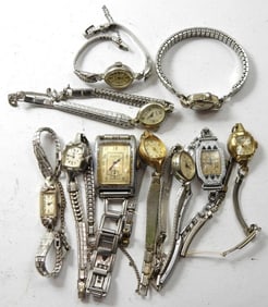 10 VARIETY WOMENS SILVER TONE WATCHES