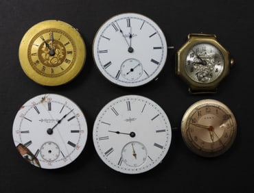 (6) POCKET WATCH MOVEMENTS SIZE 6-10