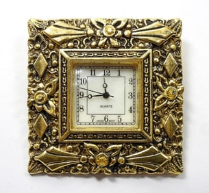Ornate Gold Tone Watch Brooch
