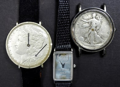 90% SILVER COINS & .999 SILVER BAR WATCH